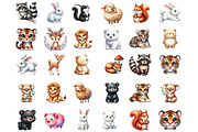 Watercolor Woodland Animals Clipart, an Illustration by Designworld (Thumbnail 2 of 5)