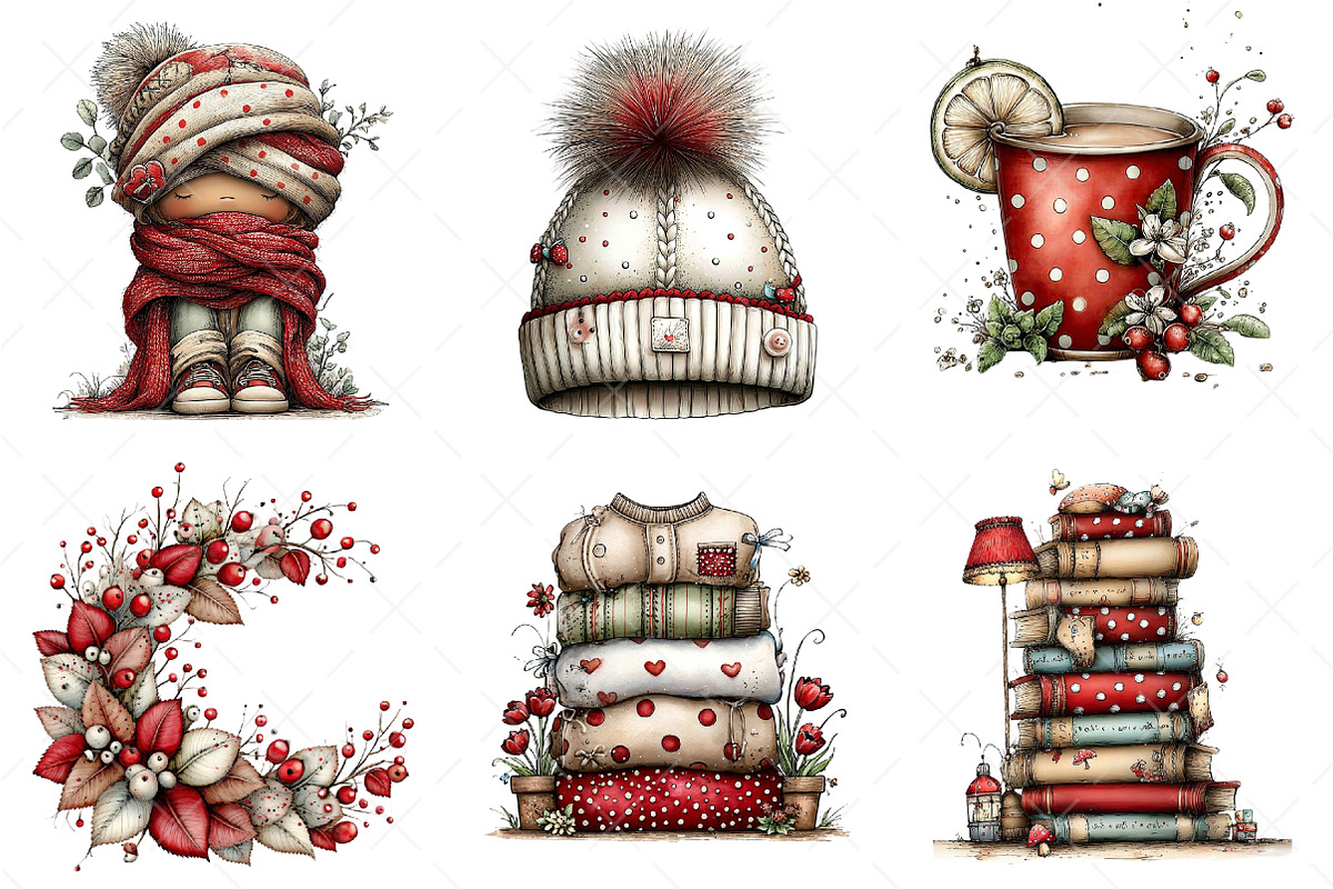 Watercolor Cozy Season Clipart Png, an Illustration by Craft Nest (Photo 8 of 10)