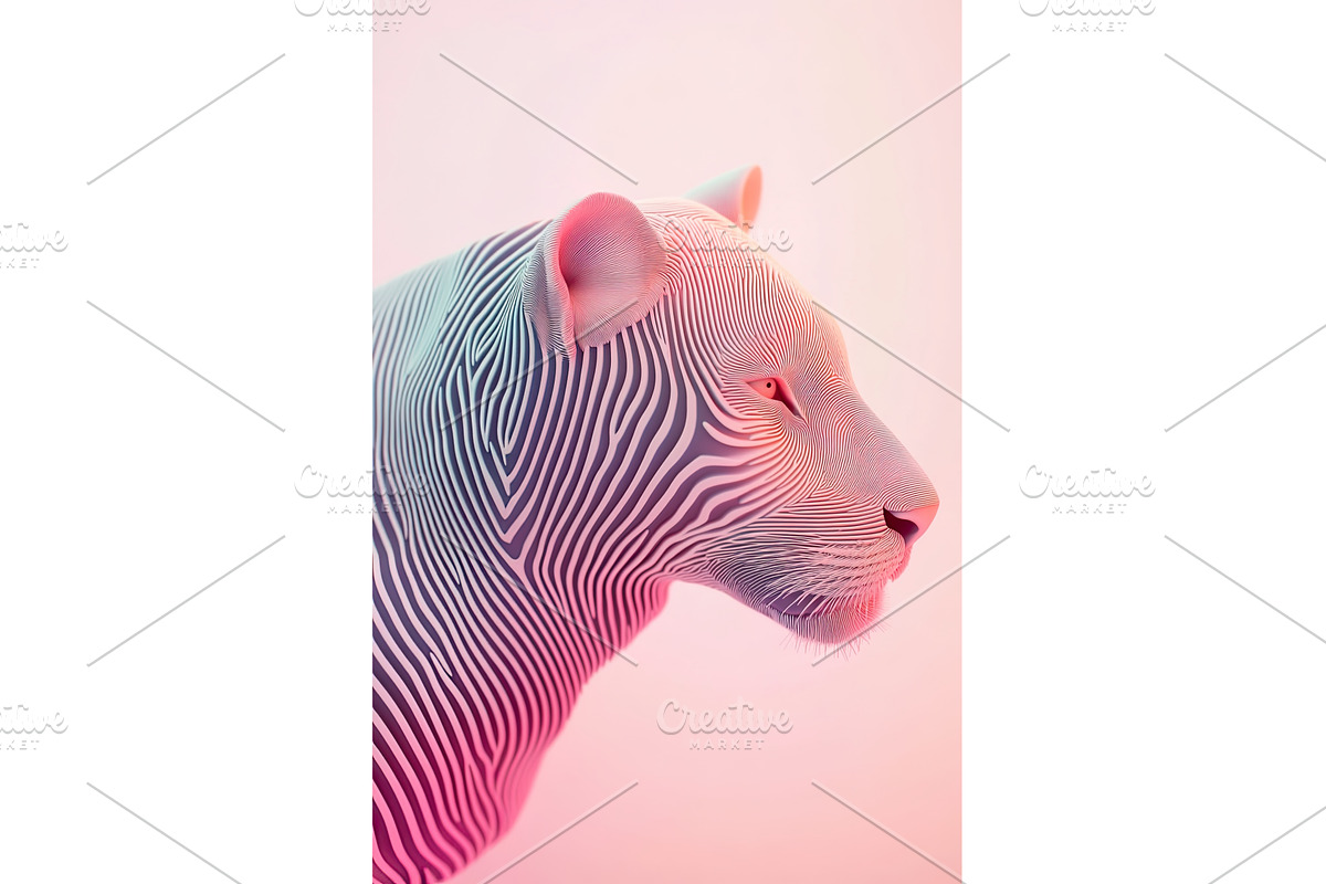 Abstract zebra like animal head with, an Illustration by Lermont51