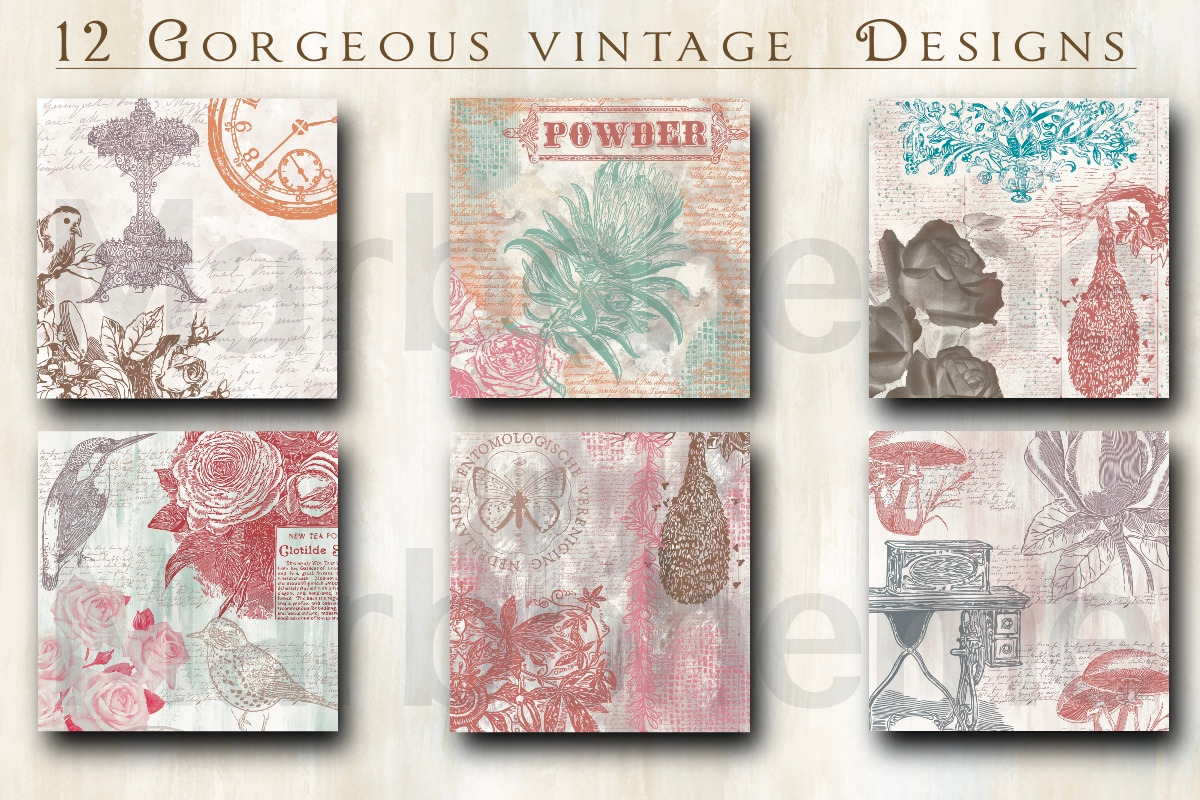Vintage Digital Papers 3, a Texture Illustration by Luna Y Mar (Photo 2 of 9)