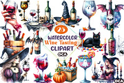 Halloween Wine Tasting Clipart, an Illustration by DreamCafeArt (Thumbnail 1 of 5)