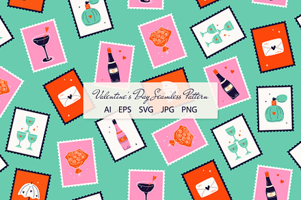 Boho Valentine Day Pattern, a Pattern Graphic by Groovy Arts