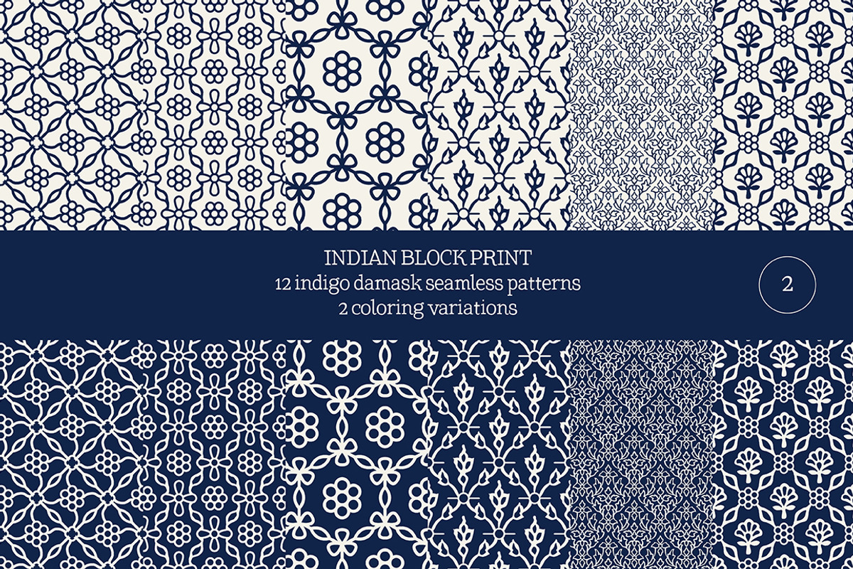 Blue Indian Block Print: Damask, a Pattern Graphic by StabuLaRasa illustration (Photo 2 of 2)