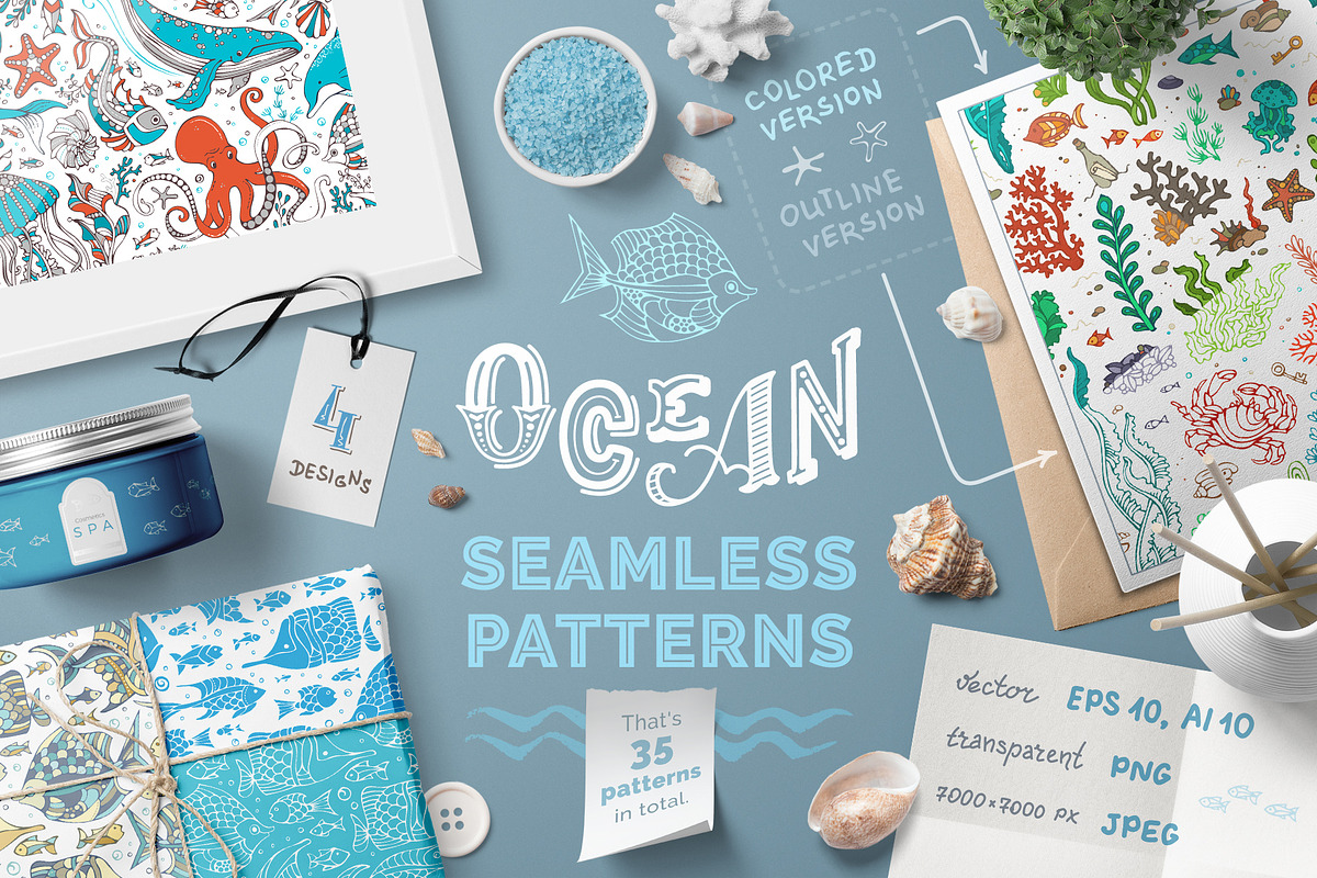 Ocean Seamless Patterns Pack, a Pattern Graphic by MaljukArt (Photo 1 of 12)