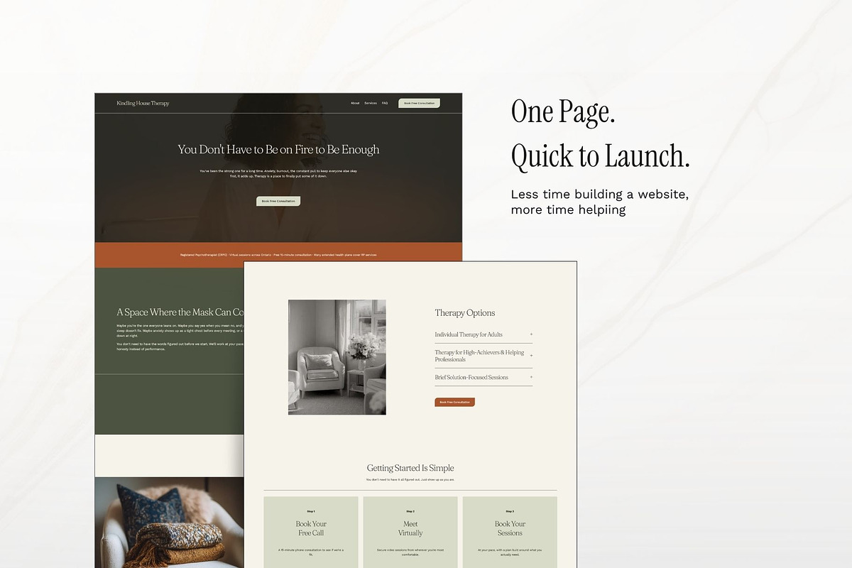 One Page Therapist Website, a Squarespace Template by Pretty Boss Designs (Photo 2 of 6)