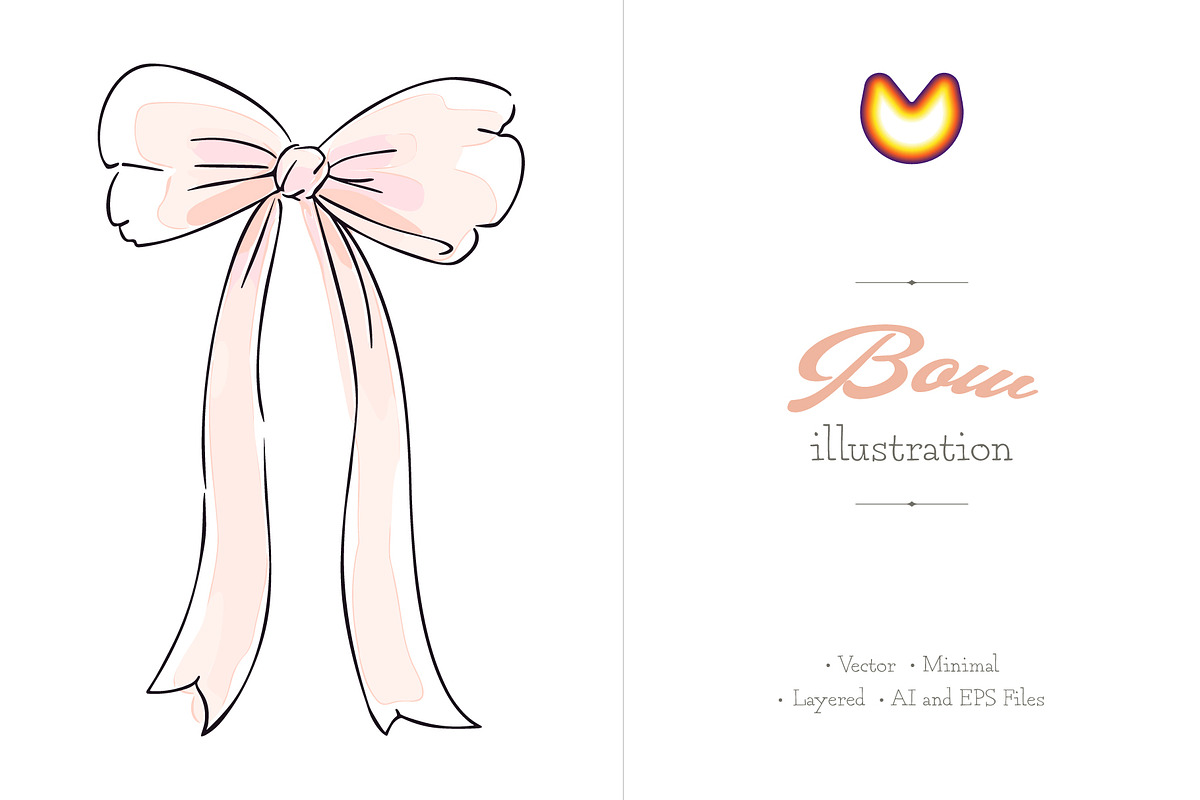 Blush Pink Ribbon Bow Illustration, an Object Illustration by Maj Graphics (Photo 1 of 3)