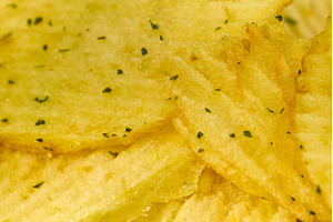 Crunchy potato chips stacked neatly, a Food & Drink Photo by darksoul72