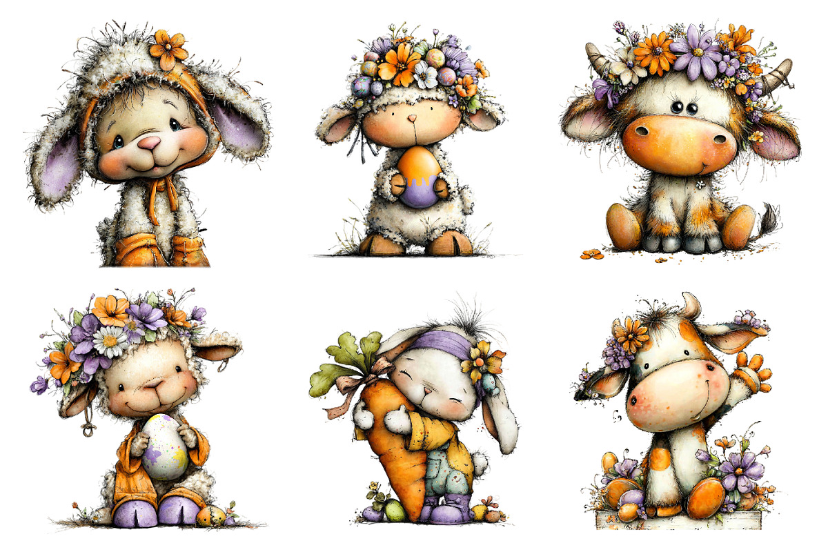 Whimsical Baby Farm Easter Clipart, an Illustration by Design Market (Photo 3 of 3)