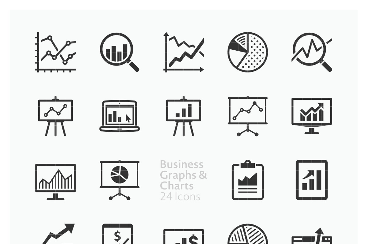 Business Graphs & Charts Icons, an Outline Icon by introwiz1 (Photo 3 of 3)