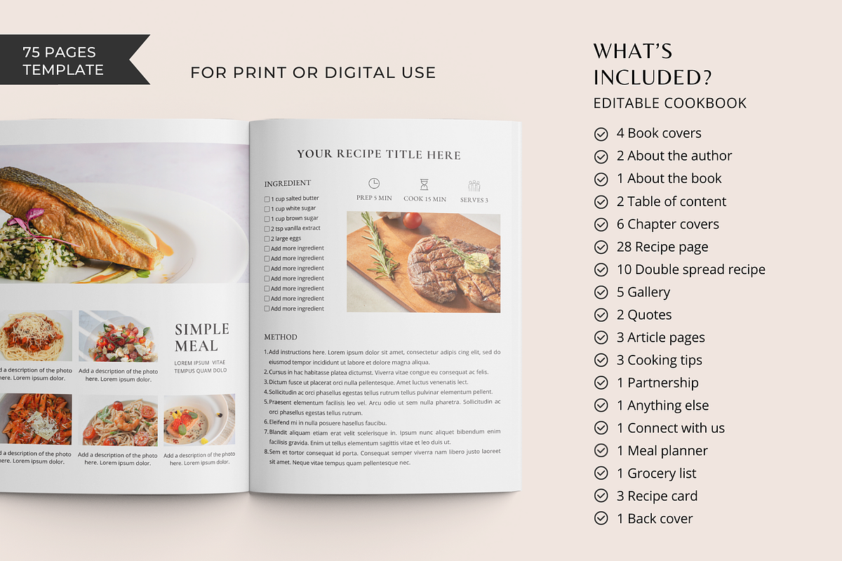 Cookbook Recipe Book Template, a Magazine Template by ShopRShop (Photo 2 of 10)
