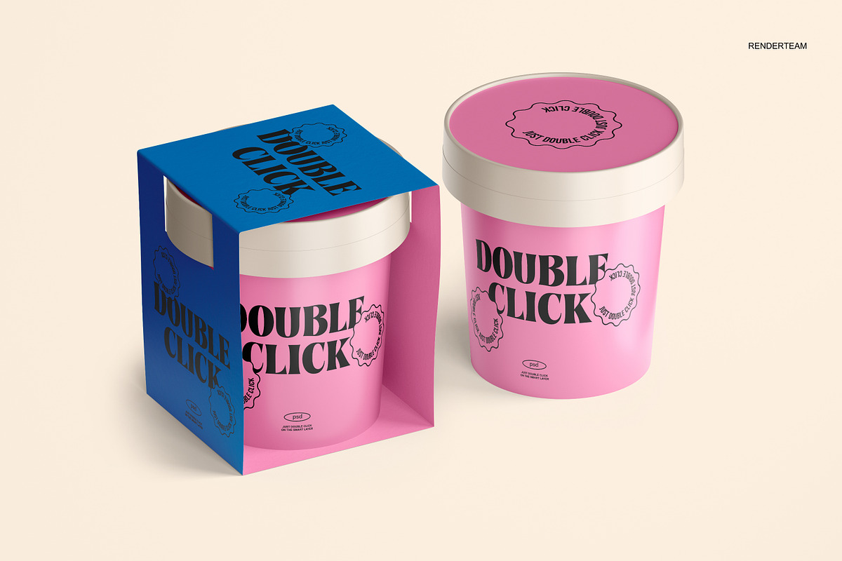 Ice Cream Packaging Mockup Set, a Cups & Container Mockup by Renderteam (Photo 11 of 14)