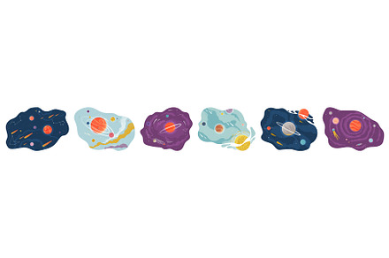 Solar system of planets, scenes set