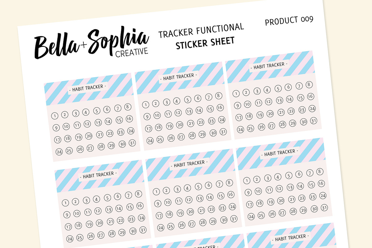 Tracker Planner Sticker Pack, a Stationery Template by Bella+Sophia ...