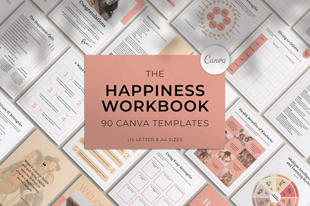 Happiness Workbook Canva Templates, a Templates & Theme by Miri Campbell