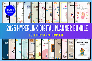 2025 Digital Planner Bundle, a Stationery Template by Designmela01