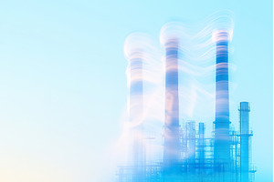 Blurred industrial smokestacks, an Industrial Photo by Lermont51