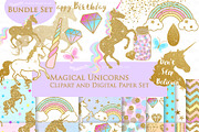 Magical Unicorns, Einhorn, Gold, an Illustration by Mia's Graphic Design (Thumbnail 1 of 11)
