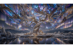 A tree bearing flowers that glow in, a Nature Photo by ZinetroN