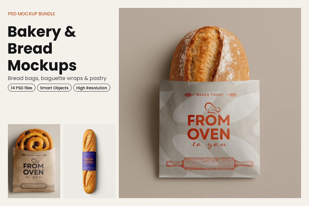 Bakery & Bread Packaging Mockups, a Packaging Mockup by dpi (Photo 1 of 16)