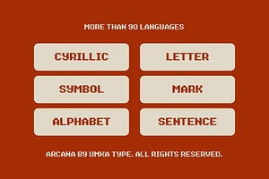 Arcana Game Pixel Font