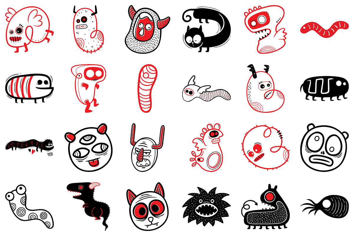 216 Cute Monsters & Design Elements, an Object Illustration by crafty (Photo 12 of 16)