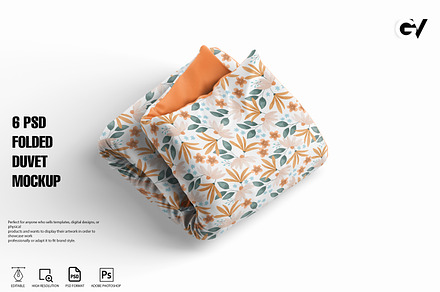 Folded Duvet Blanket Mockup, a Household Mockup by GraphicVil