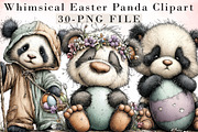 Whimsical Easter Panda Clipart, an Illustration by Libby Wishes (Thumbnail 1 of 7)