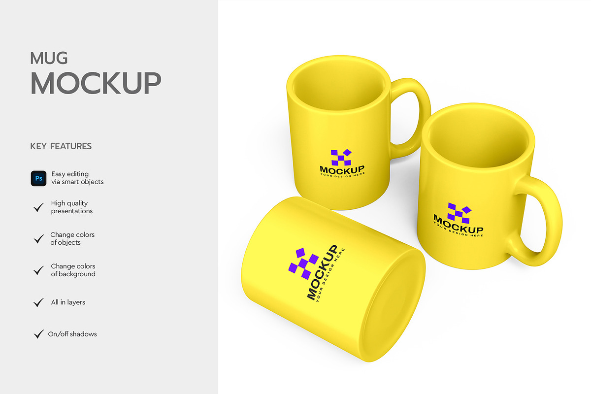 Modern Set of Coffee Mugs Mockup, a Product Mockup by graphypix (Photo 2 of 4)