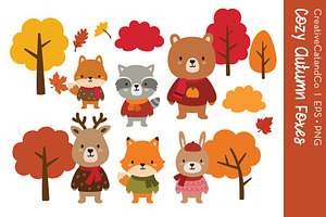 Autumn Fall Woodland Animals EPS PNG