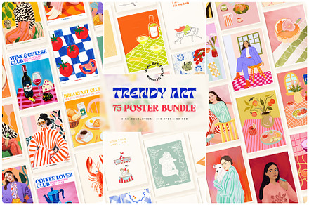 Trendy Art Bundle 2, a Graphic by Wall Art Print Studio