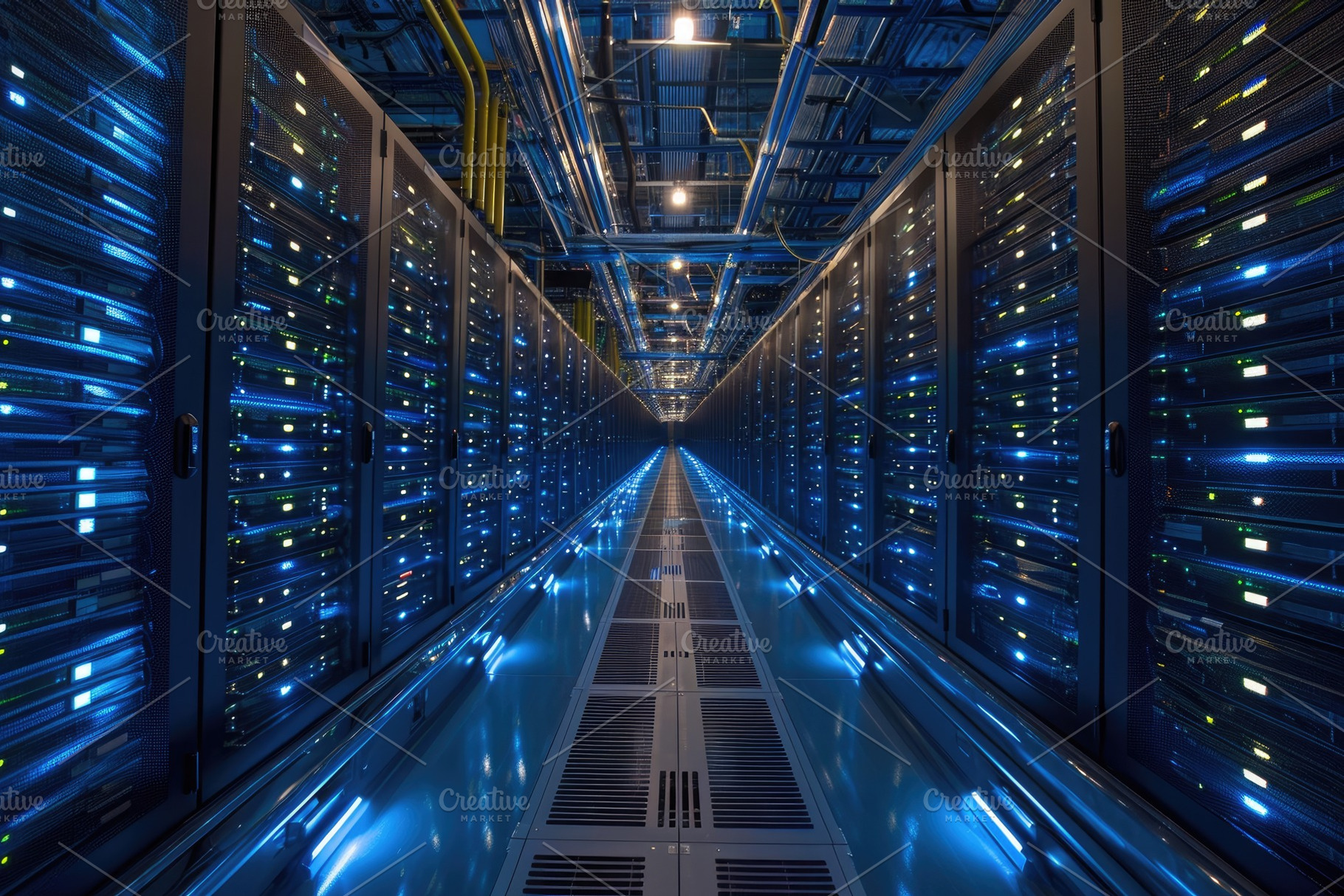 Rows of computer servers lined up in, a Photo by Iftikhar Alam