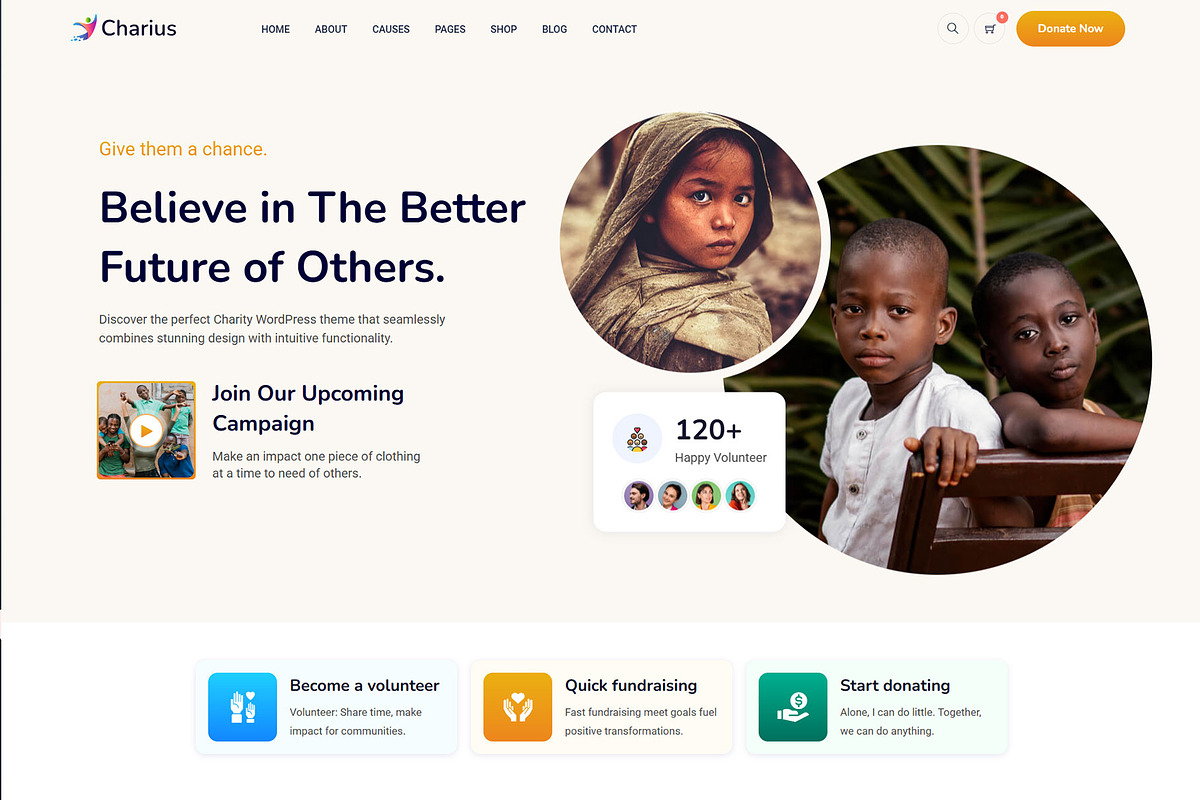 Charius - Charity WordPress Theme, a WordPress Template by NaimaAnjum (Photo 2 of 5)
