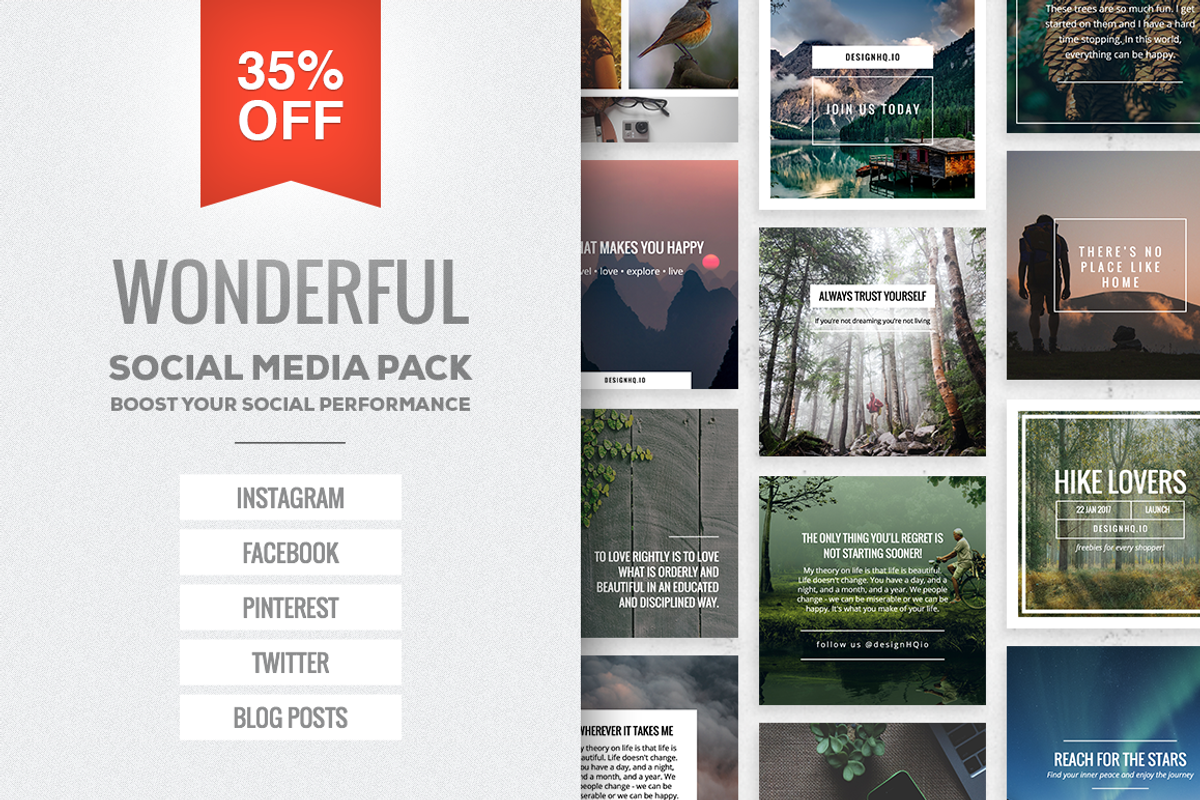 Wonderful Social Media Pack, a Social Media Template by DESIGN HQ (Photo 1 of 9)