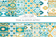 Teal & Gold Boho Seamless Pattern, a Pattern Graphic by Avenie Digital (Thumbnail 1 of 4)