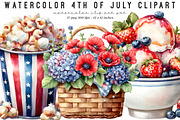 Watercolor 4th Of July Clipart, an Illustration by SinaCreation (Thumbnail 1 of 9)