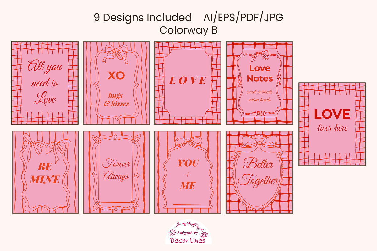 Love Wall Art Printable Set, a Decorative Illustration by Decor Lines (Photo 3 of 10)