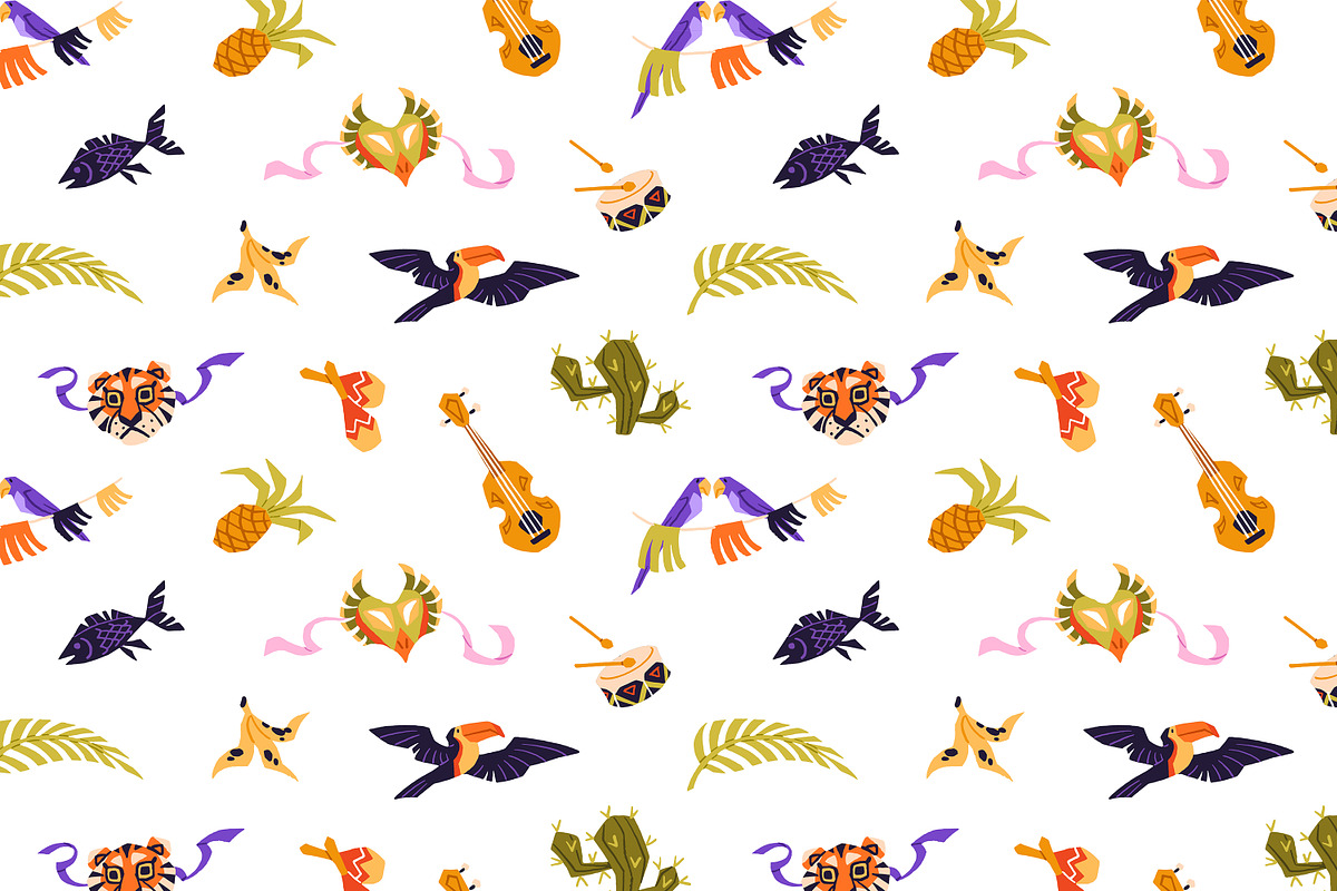 Carnival of Brazil set + backgrounds, a Decorative Illustration by PaperTrident (Photo 5 of 6)