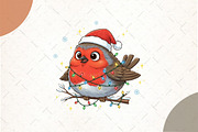 Christmas Robin Bird PNG, an Illustration by Watercolor design (Thumbnail 1 of 6)