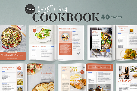 Canva Cookbook Template, a Magazine Template by Rose & Co.