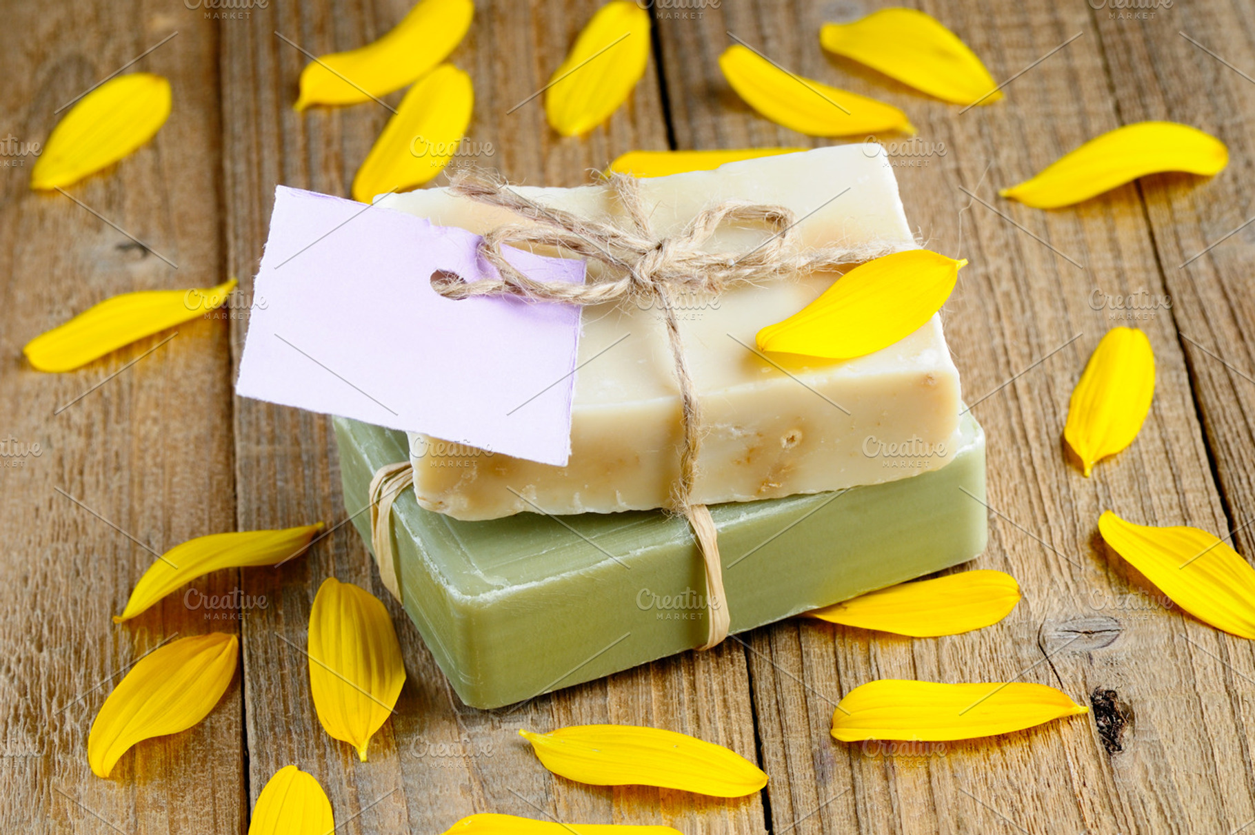 Natural soap bars with tag