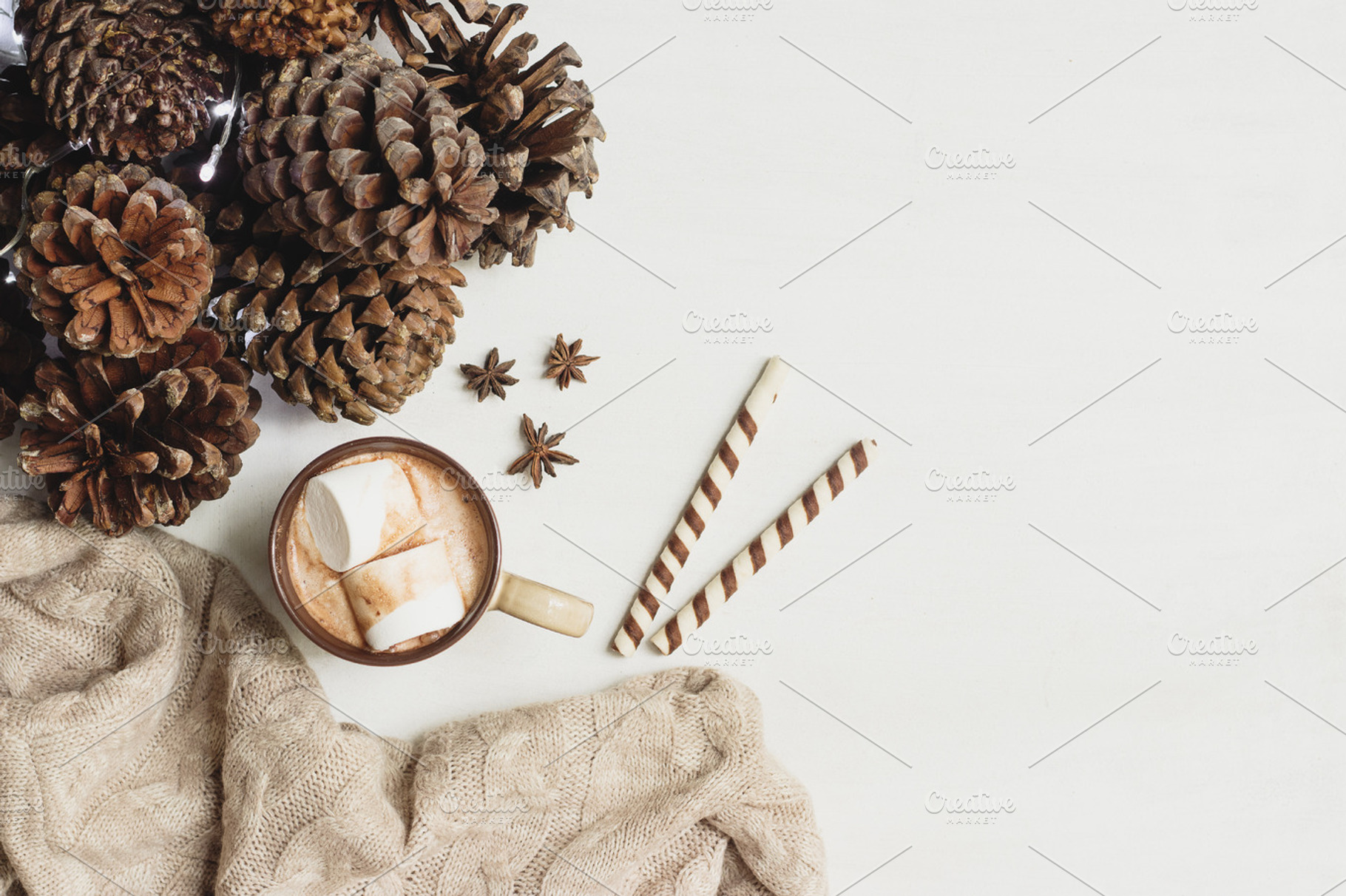 Cozy Fall Pinecone Flatlay, a Food & Drink Photo by René Jordaan Photography