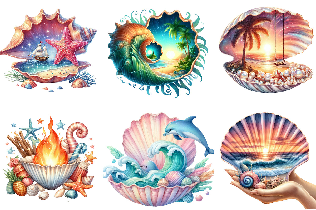 Beach Paradise Inside Seashell PNG, an Illustration by DreamArtGraphic (Photo 4 of 5)