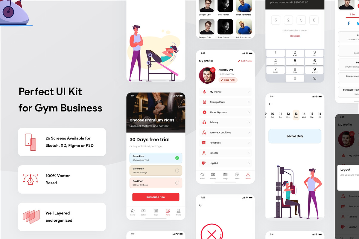 Gymmer UI Kit, an UI Kit Template by SyalUIUX (Photo 3 of 6)