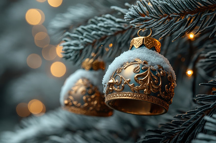 Beautiful gold ornaments covered in, a Photo by Tanuart