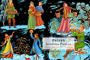 Palekh folk winter seamless pattern, a Pattern Graphic by Alena Lazareva (Thumbnail 1 of 9)
