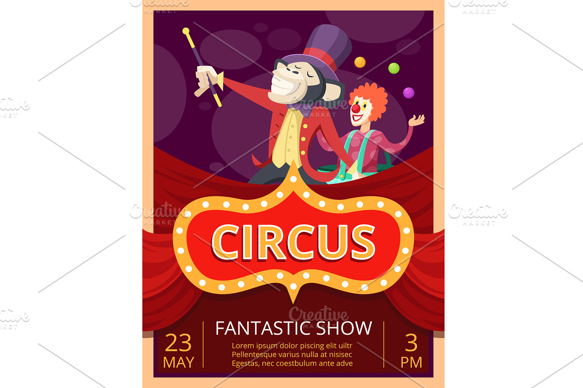 Circus poster. placard invitation at, an Object Illustration by Onyx