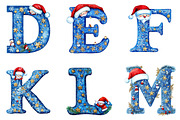 Blue Christmas Alphabet Clipart, a Seasonal Illustration by Designking (Thumbnail 3 of 4)