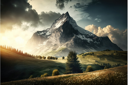 majestic mountain peak rising above, a Nature Photo by Sergey Kotenev