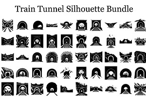 Train Tunnel Silhouette Bundle, a Graphic by hafijul