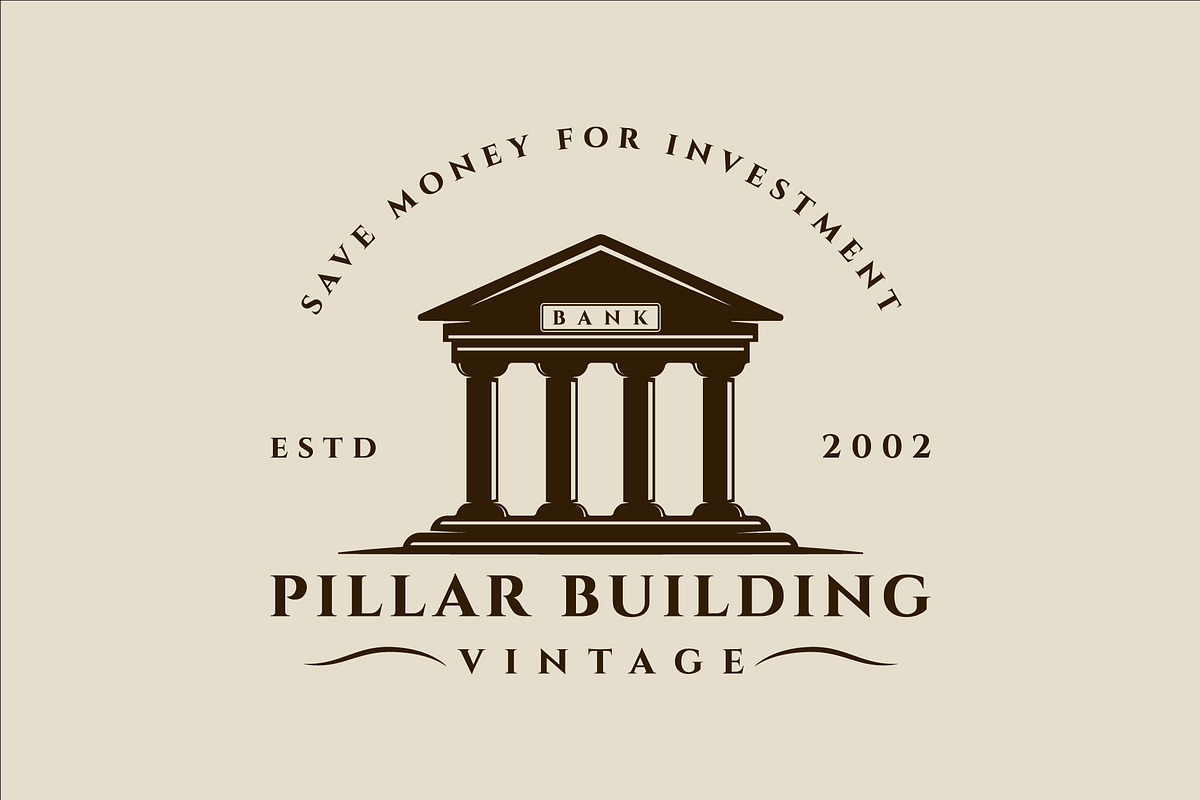 pillar building for bank logo vector, a Branding & Logo Template by zyxroun shop